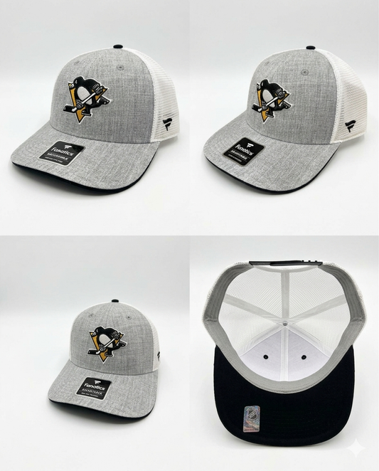 Pittsburgh Penguins Fanatics Heather Gray DSG Trucker Snapback Adjustable Hat