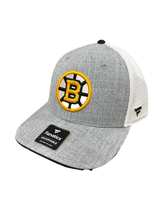 Boston Bruins Fanatics Heather Gray DSG Trucker Snapback Adjustable Hat