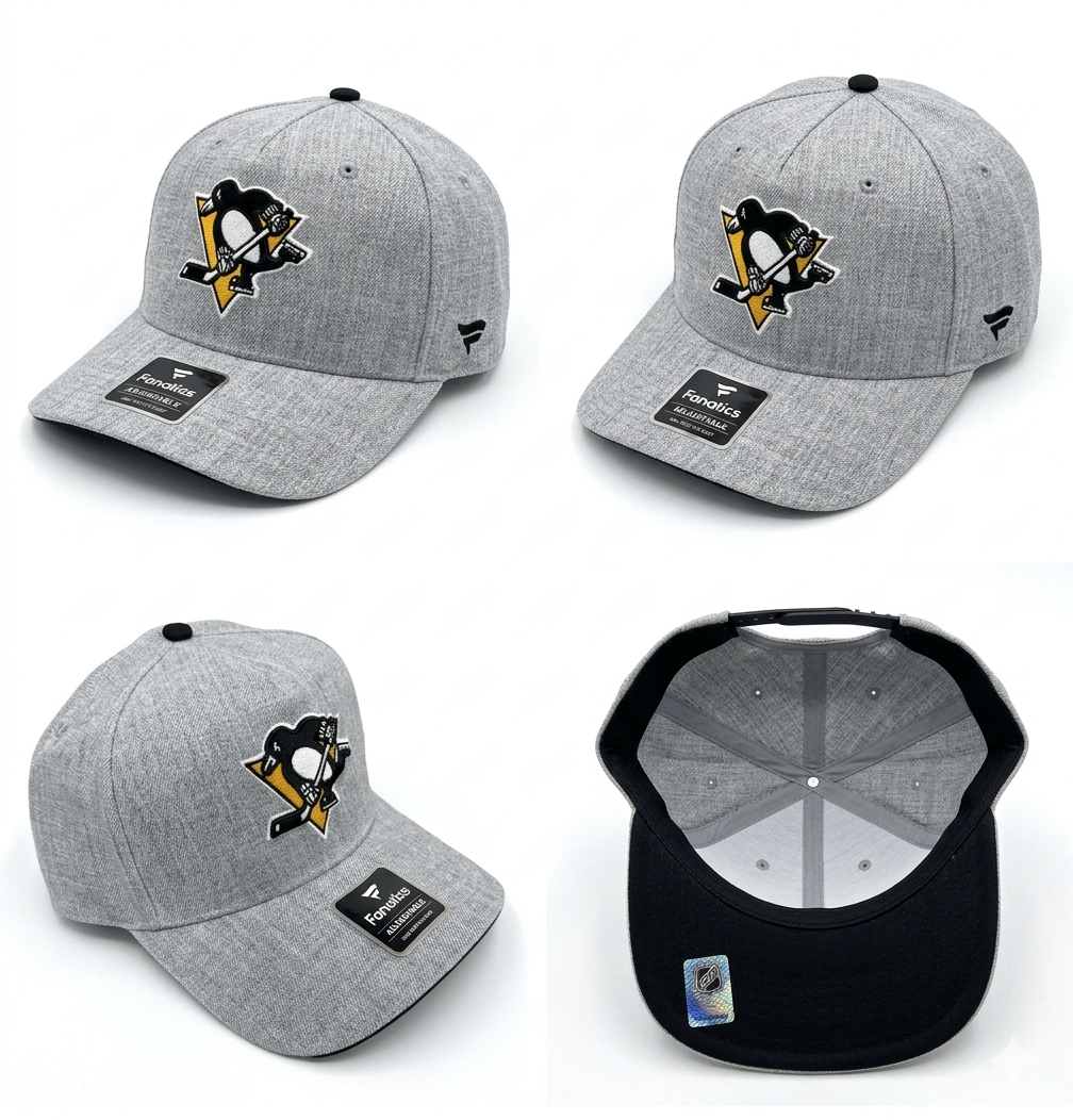 Pittsburgh Penguins Fanatics Heather Gray DSG A-Frame Snapback Adjustable Hat