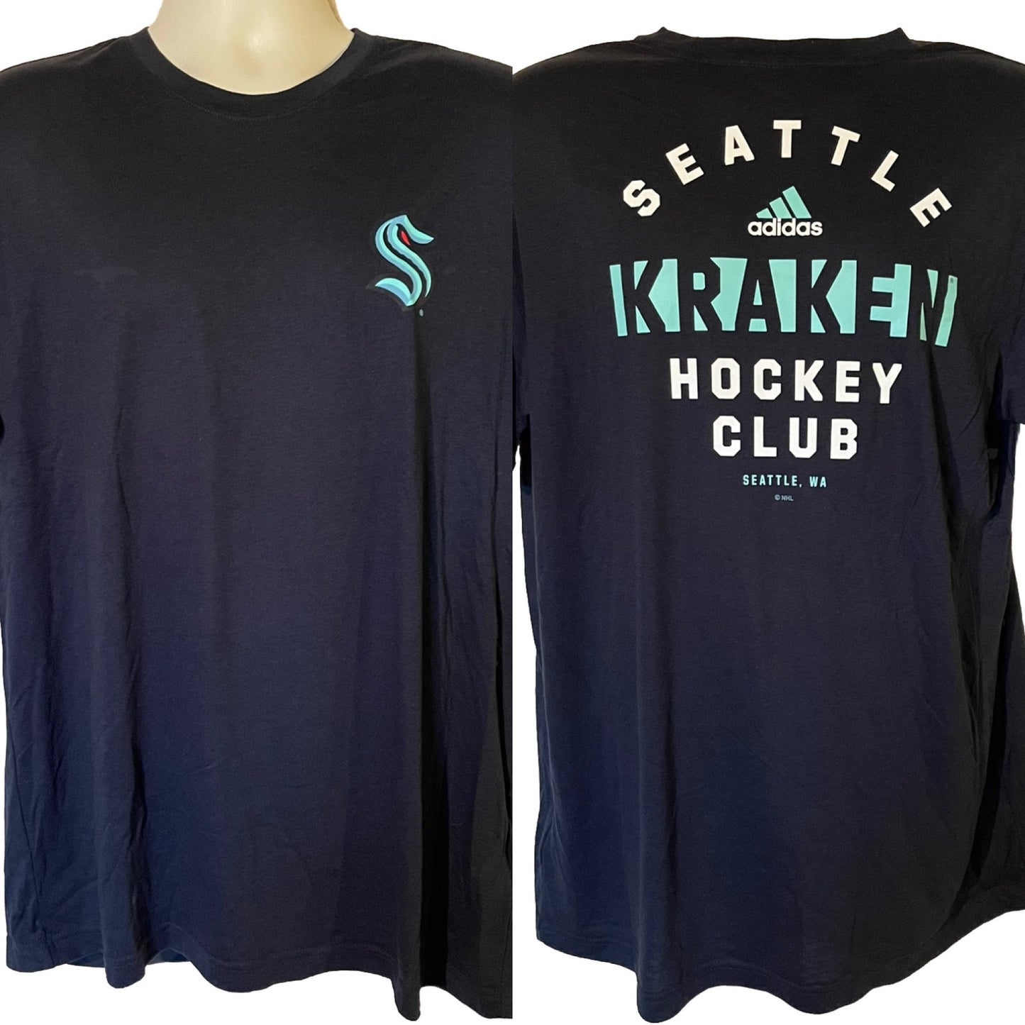 Seattle Kraken Adidas Navy Blue Hockey Club Triblend T-Shirt