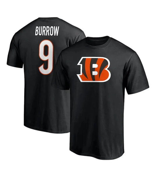 Cincinnati Bengals Joe Burrow Fanatics Black Name & Number Jersey T-Shirt