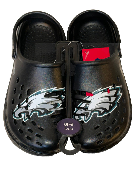 Philadelphia Eagles FOCO Brand Black Men's Big Logo Solid Clog With Strap