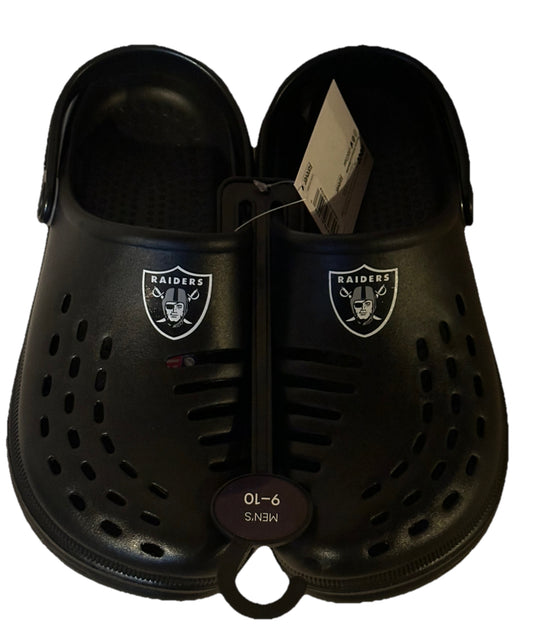 Las Vegas Raiders FOCO Brand Black Men's Team Logo Solid Clog With Strap