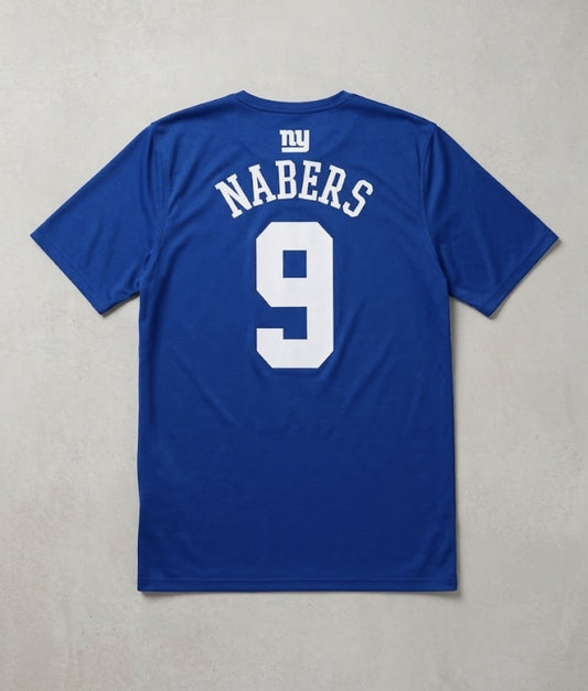 Youth New York Giants Malik Nabers Blue Name & Number Mainliner Performance Tee