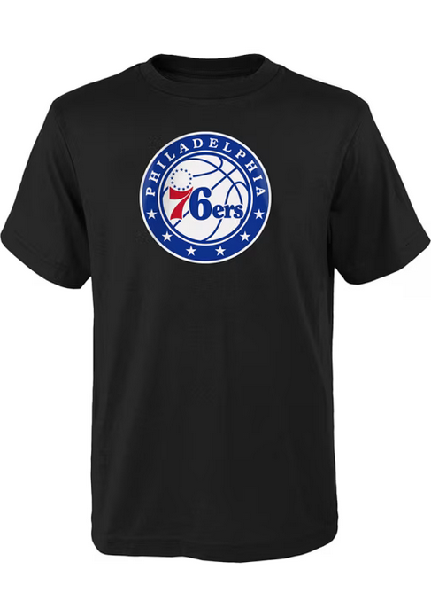 Youth Philadelphia 76ers Outerstuff Black Primary Logo Short Sleeve T-Shirt