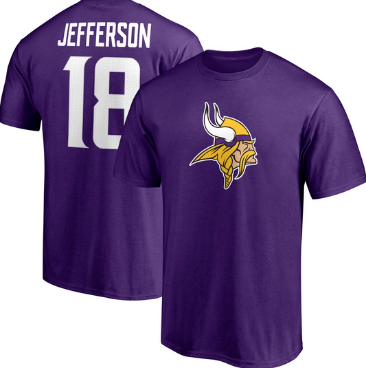 Minnesota Vikings Justin Jefferson Fanatics Purple Name & Number Jersey T-Shirt