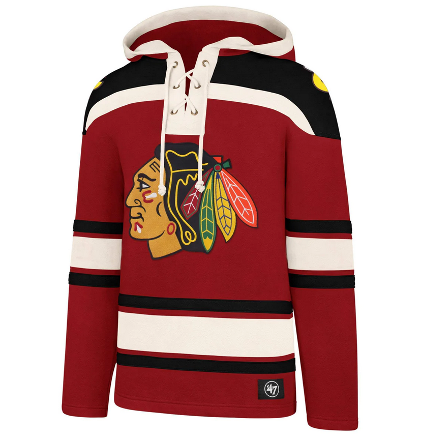 Chicago Blackhawks '47 Brand Red Superior Lacer Pullover Hoodie