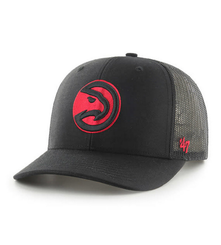 Atlanta Hawks '47 Brand Black Trucker Adjustable Hat