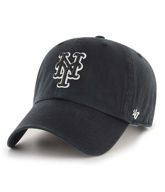 New York Mets '47 Brand Black Clean Up Adjustable Dad Hat