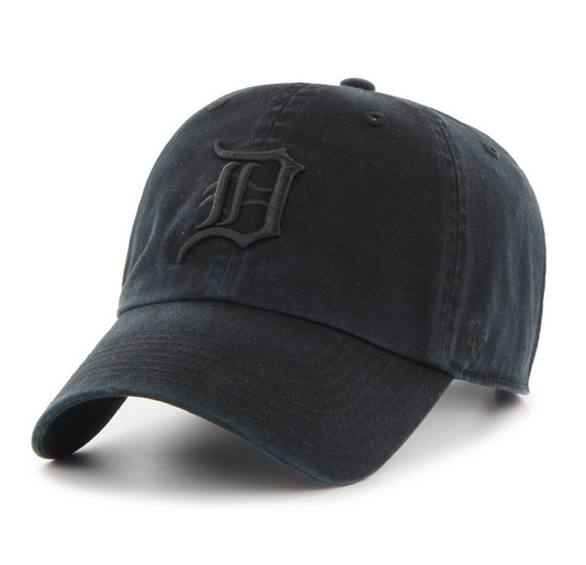 Detroit Tigers '47 Brand Black On Black Clean Up Adjustable Dad Hat