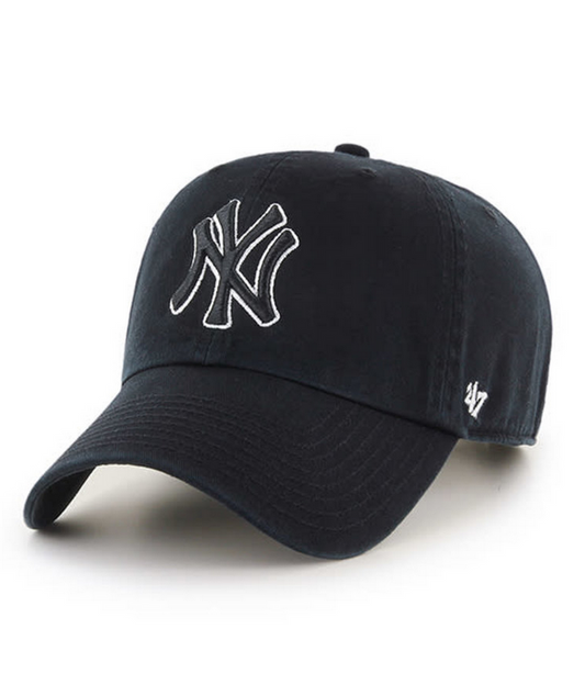 New York Yankees '47 Brand Black Clean Up Outline Adjustable Dad Hat