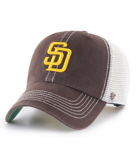 San Diego Padres '47 Brand Brown Trawler Clean Up Adjustable Trucker Dad Hat