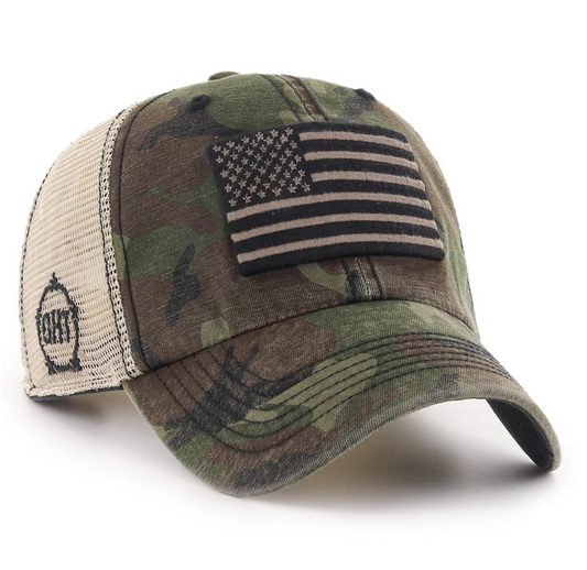 Operation Hat Trick '47 Brand Camo Clean Up Trucker Adjustable Dad Hat