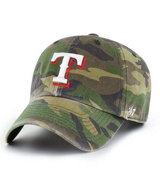 Texas Rangers '47 Brand Camo Clean Up Adjustable Dad Hat