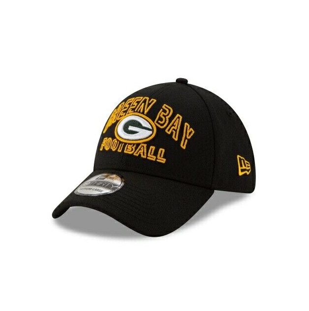 Green Bay Packers New Era Black NFL Draft 39Thirty Flex Fit Hat