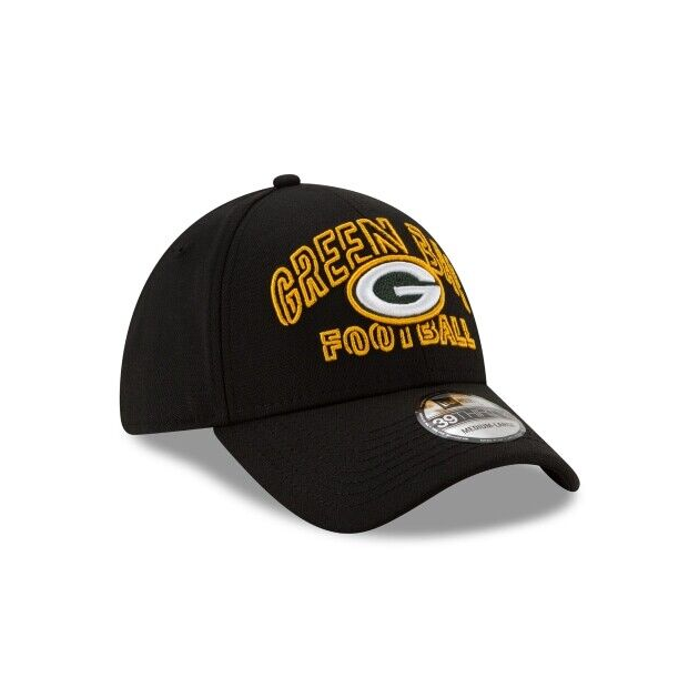 Green Bay Packers New Era Black NFL Draft 39Thirty Flex Fit Hat