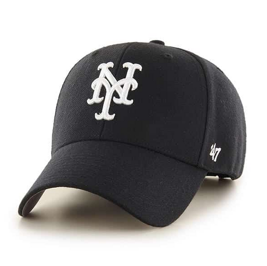 New York Mets '47 Brand Black MVP Adjustable Strapback Hat