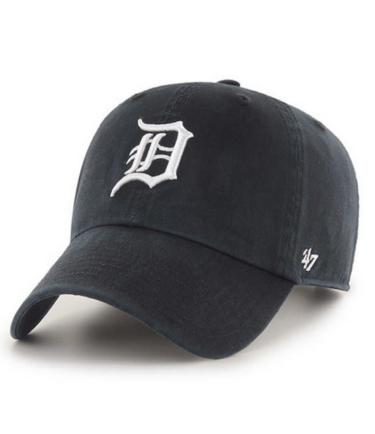 Detroit Tigers '47 Brand Black Clean Up Adjustable Dad Hat