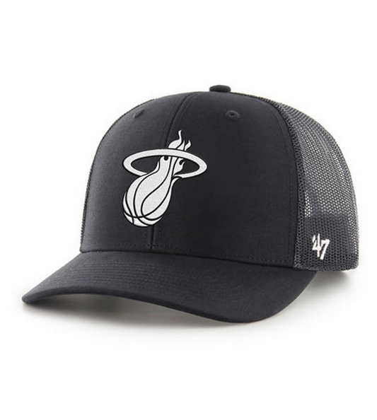 Miami Heat '47 Brand Black Trucker Snapback Adjustable Hat