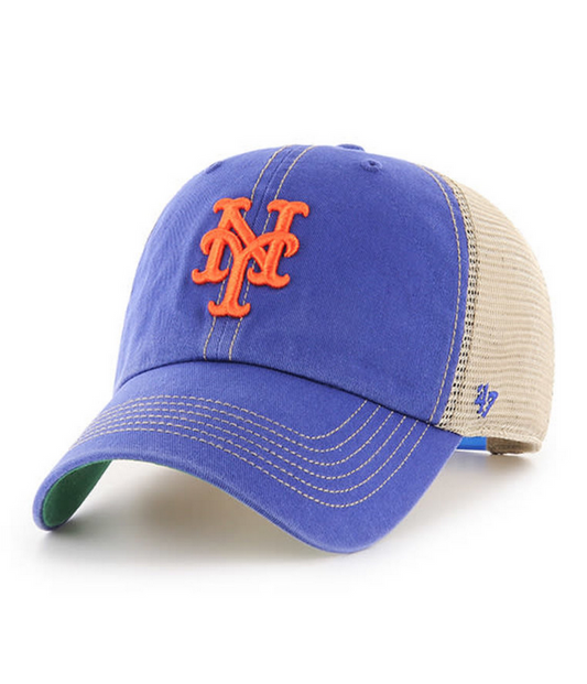 New York Mets '47 Brand Blue Trawler Clean Up Adjustable Trucker Dad Hat