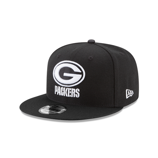 Green Bay Packers New Era Black 9Fifty Snapback White Logo Adjustable Hat