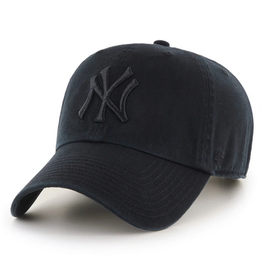 New York Yankees '47 Brand Black On Black Clean Up Adjustable Dad Hat