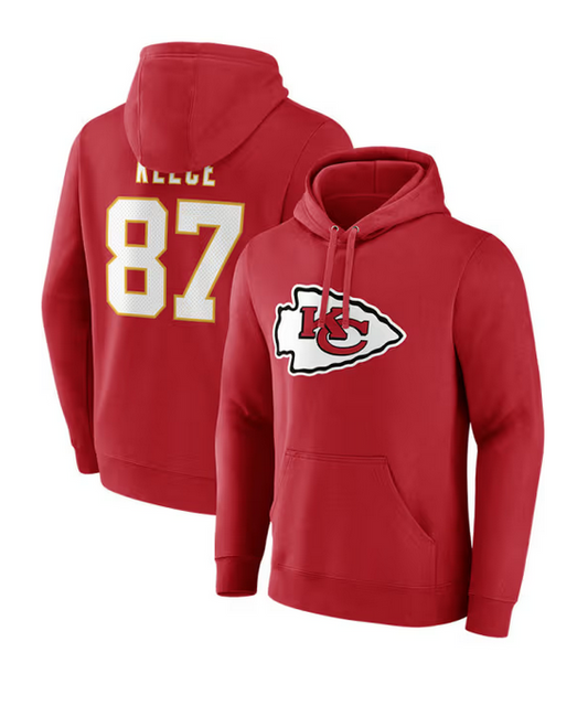 Kansas City Chiefs Travis Kelce Fanatics Red Icon Pullover Hooded Sweatshirt