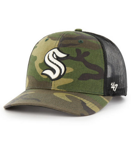 Seattle Kraken '47 Brand Camo Trucker Adjustable Hat