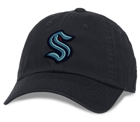 Seattle Kraken American Needle Black Blue Line Dad Hat