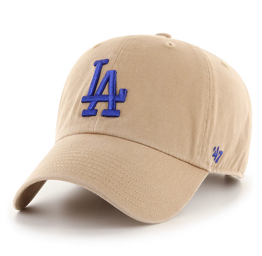 Los Angeles Dodgers '47 Brand Khaki Clean Up Adjustable Dad Hat