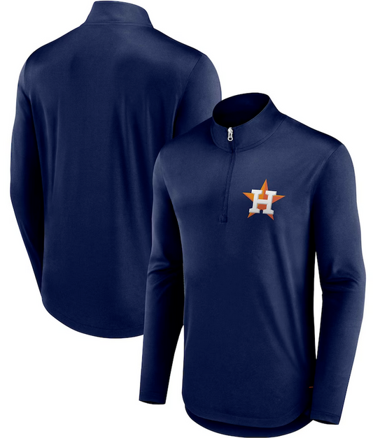 Houston Astros Fanatics Navy Blue 1/4 Zip Tough Minded Pullover Jacket