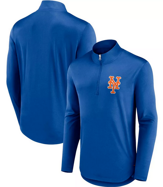 New York Mets Fanatics Blue 1/4 Zip Tough Minded Pullover Jacket