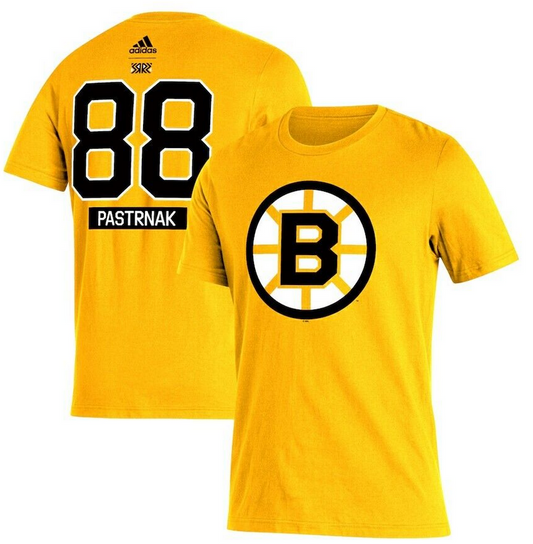 Boston Bruins David Pastrnak Adidas Gold Reverse Retro Jersey T-Shirt