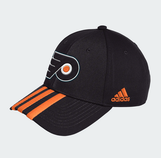 Philadelphia Flyers Adidas Black Three Stripe Adjustable Hat