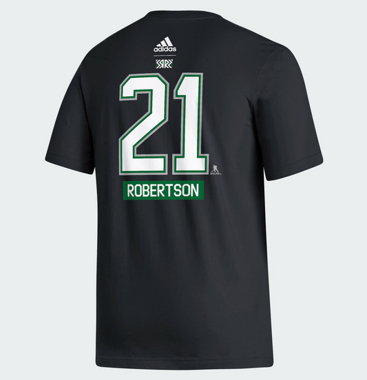 Dallas Stars Jason Robertson Adidas Black Jersey T-Shirt