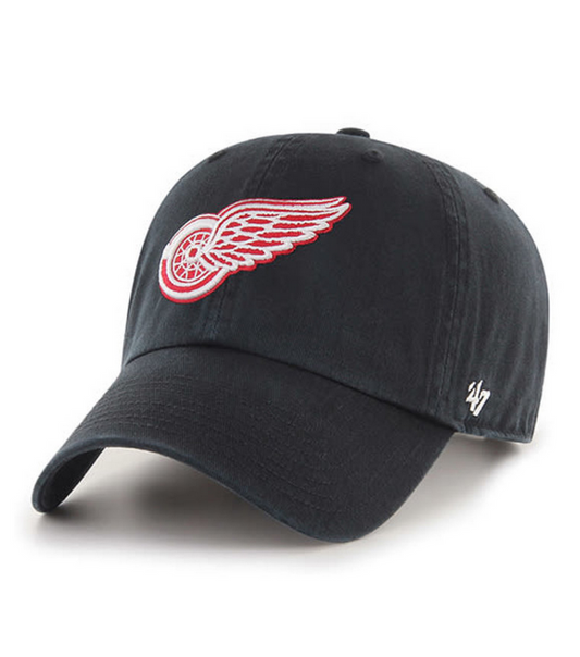 Detroit Red Wings '47 Brand Black Clean Up Adjustable Dad Hat