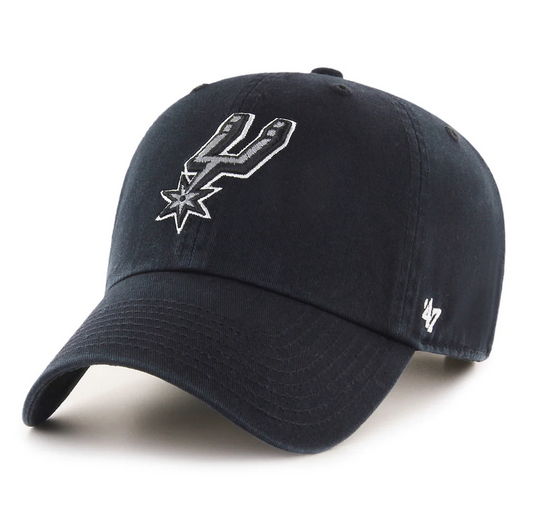 San Antonio Spurs '47 Brand Black Clean Up Adjustable Dad Hat