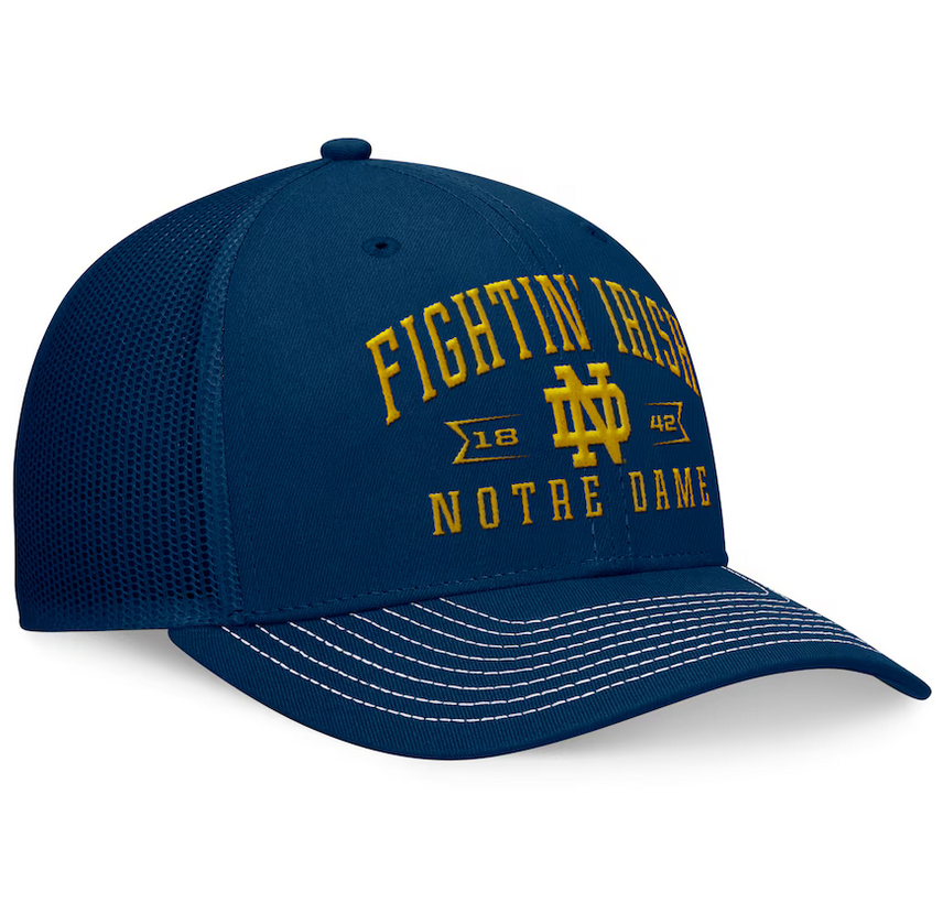 Notre Dame Fighting Irish Top Of The World Navy Carson Trucker Snapback Hat