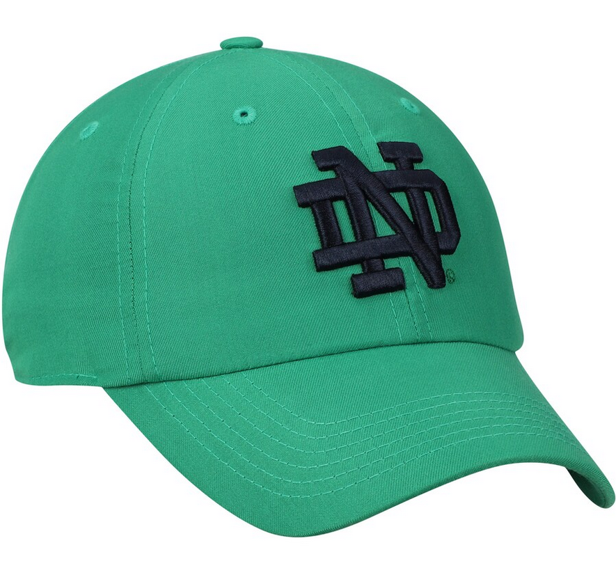 Notre Dame Fighting Irish Top Of The World Green Staple Adjustable Dad Hat