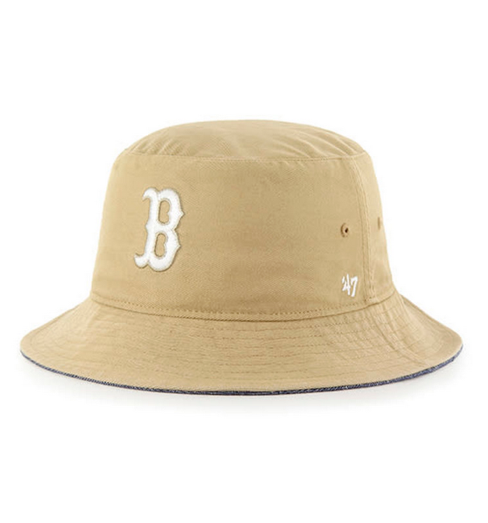 Boston Red Sox '47 Brand Khaki Chambray Bucket Hat