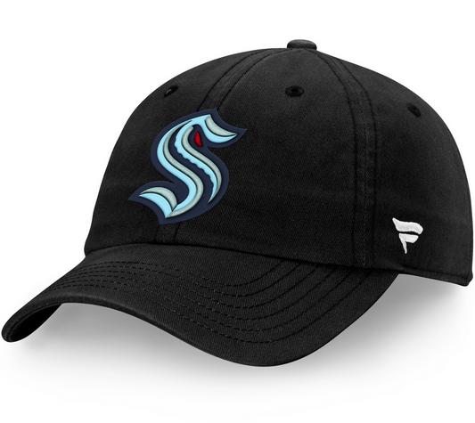 Seattle Kraken Fanatics Brand Black Core Unstructured Adjustable Dad Hat