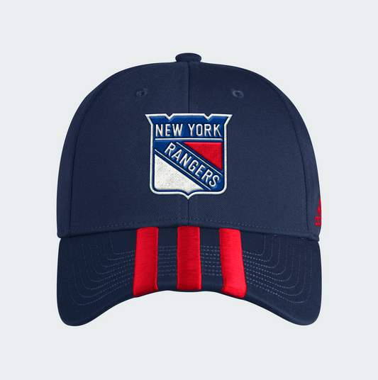 New York Rangers Adidas Navy Blue Three Stripe Adjustable Hat