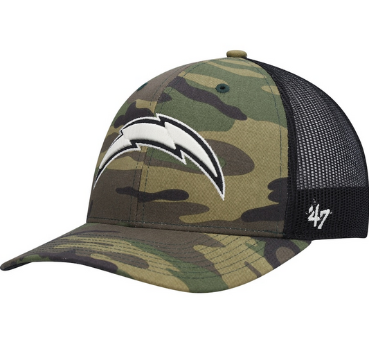 Los Angeles Chargers '47 Brand Camo Trucker Adjustable Backstrap Hat