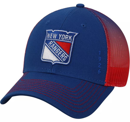 New York Rangers American Needle Blue Cross Fade Trucker Snapback Hat