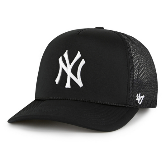 New York Yankees '47 Brand Black Foam Front Trucker Adjustable Hat