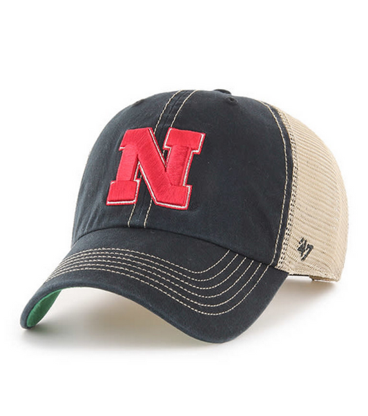 Nebraska Cornhuskers '47 Brand Black Trawler Clean Up Trucker Dad Hat