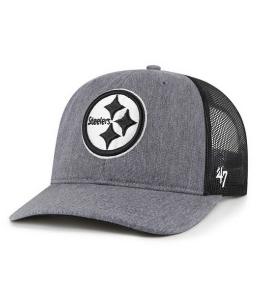 Pittsburgh Steelers '47 Brand Charcoal Carbon Trucker Adjustable Hat