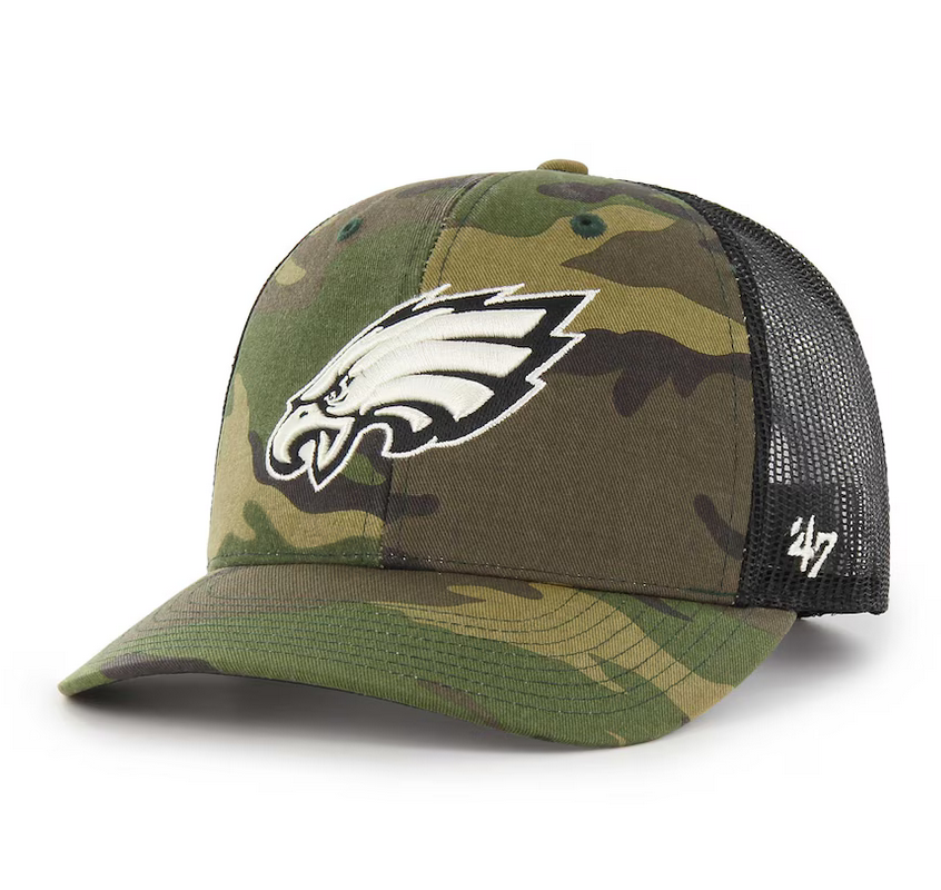 Philadelphia Eagles '47 Brand Camo Trucker Adjustable Backstrap Hat