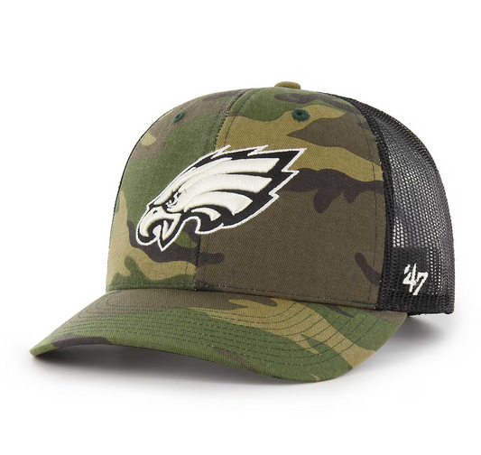 Philadelphia Eagles '47 Brand Camo Trucker Adjustable Backstrap Hat