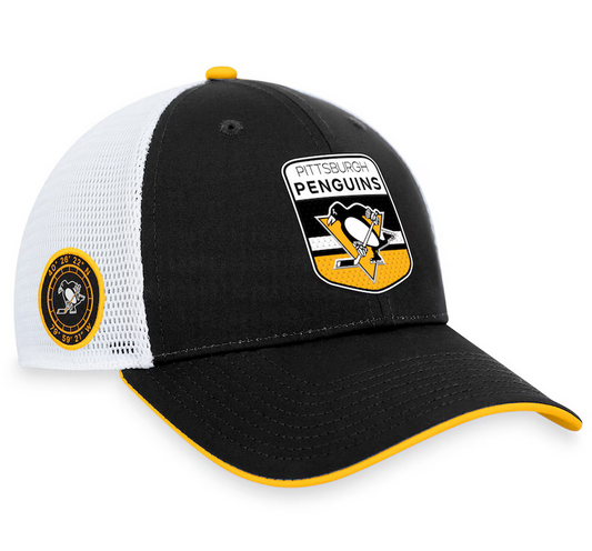Youth Pittsburgh Penguins Fanatics Black Draft Snapback Trucker Hat